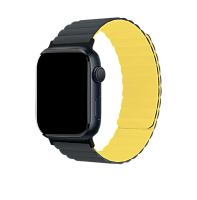 Ремешок магнитный силиконовый uBear для Apple Watch 42/44/45/49mm (M/L, черный/желтый)